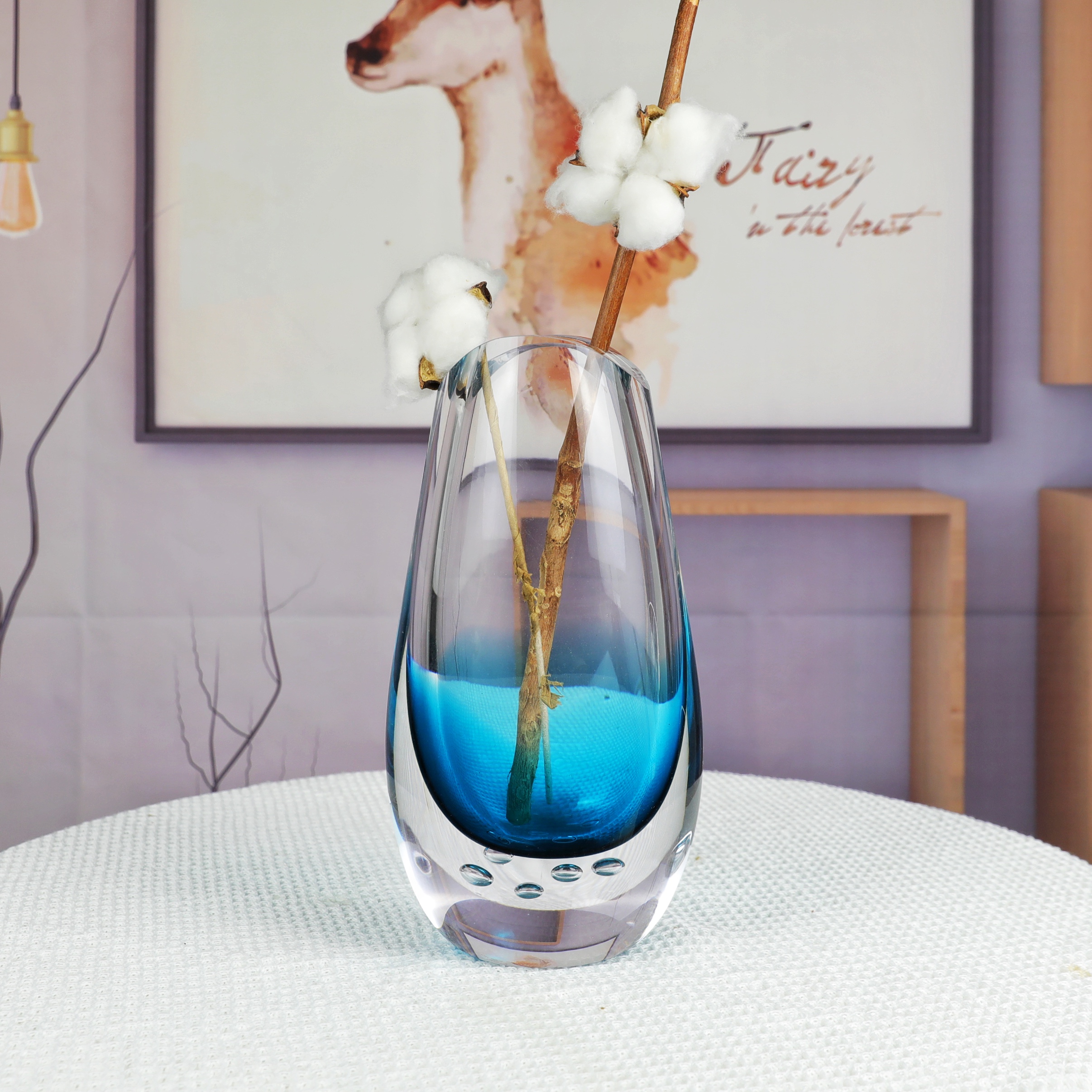 Blue galss vase HP826	