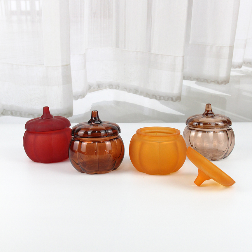 Pumpkin-like Glass canister GZ1997
