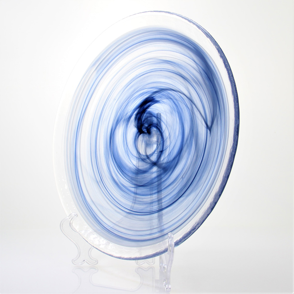 Custom colored crystal blue dishes glasses dinner plates QTS027	