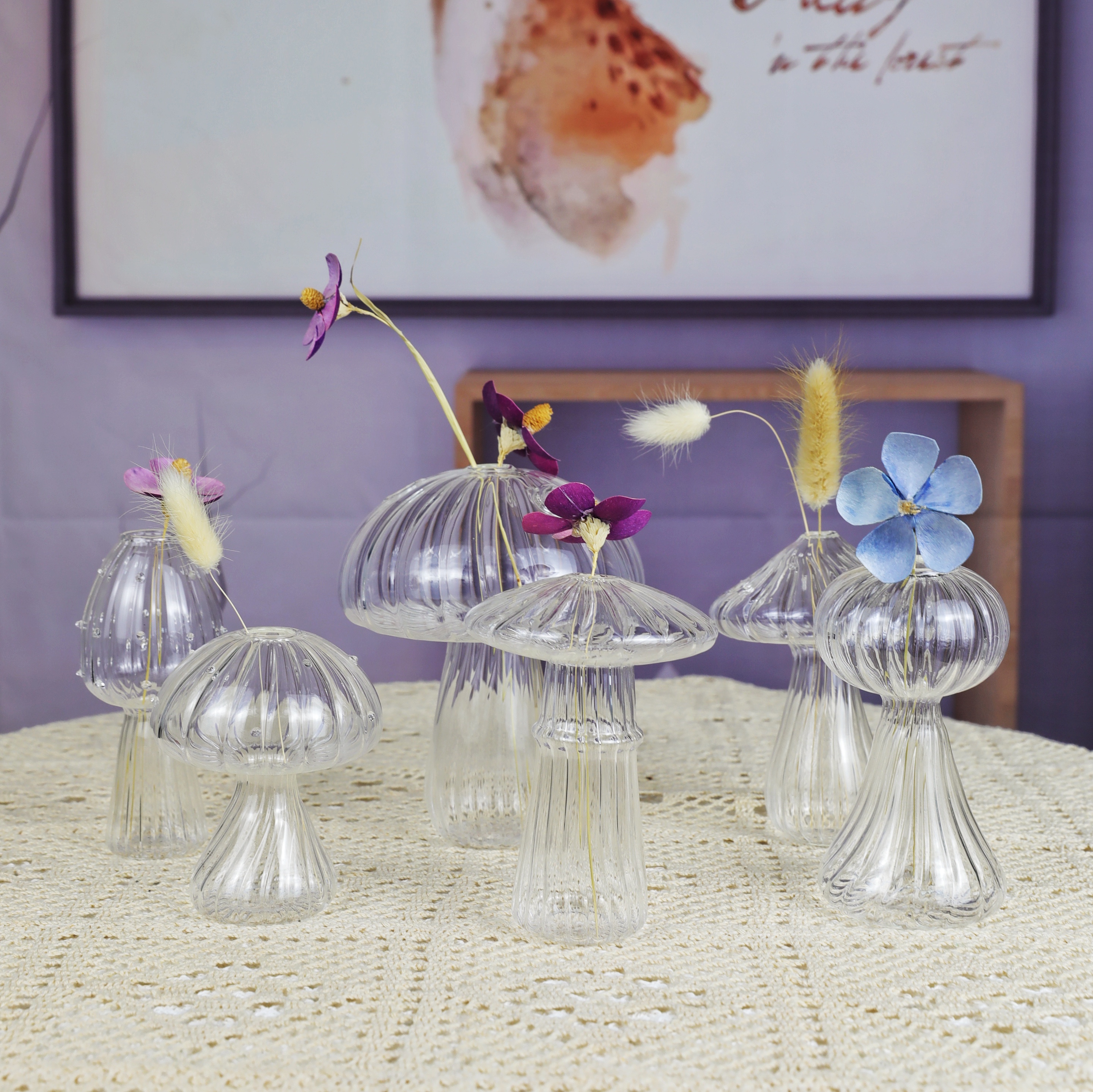 Personalized Mushroom Glass Vase for Flower HP723	