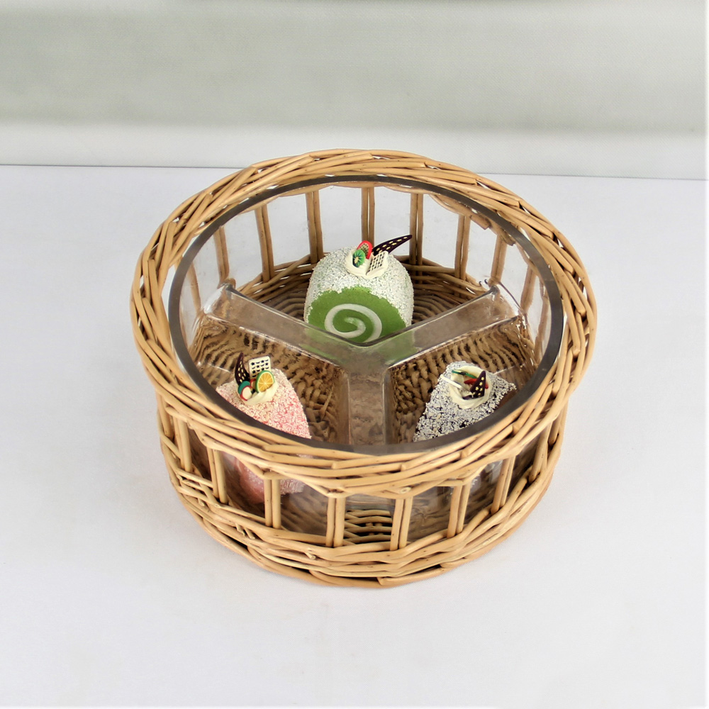 Custom Rattan Wrapped Cylindrical Glass Food Storage Containers BZ079	