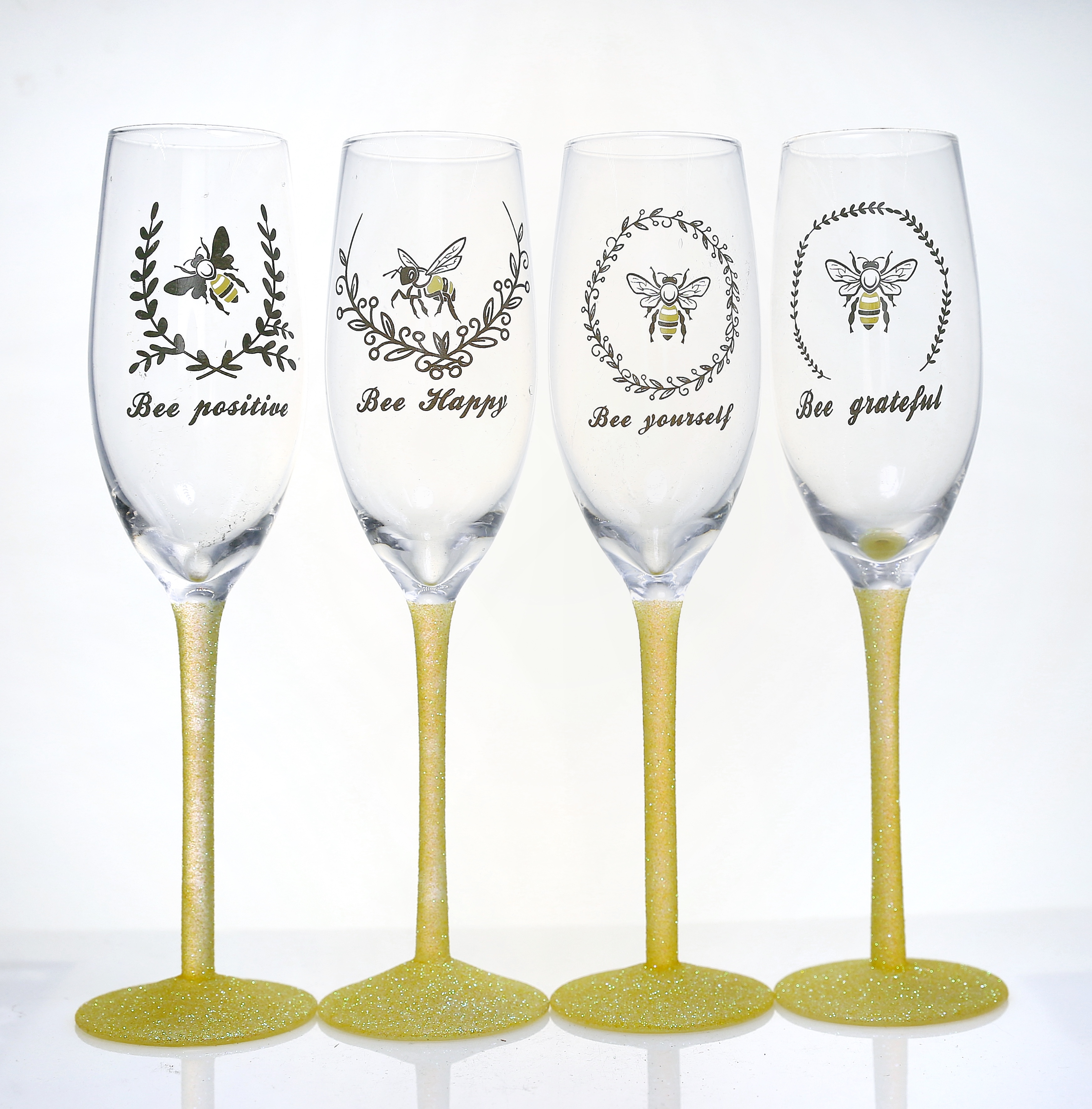 Luxury Crystal Flute for Champagne Glass with Bee Design CXW824