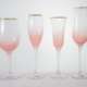 Creative Hand Blown Pink Tulip for Champagne Glass with Gold Rim Fluted Glassware HJB805