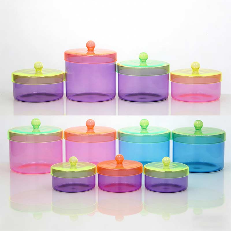 Bright Gradient Glass Storage Canisters with Lid, Portable Candy Box Cosmetic Storage Jars for Home 